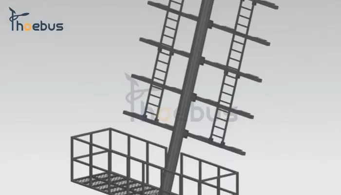 High Mast with Safety Cage Ladder