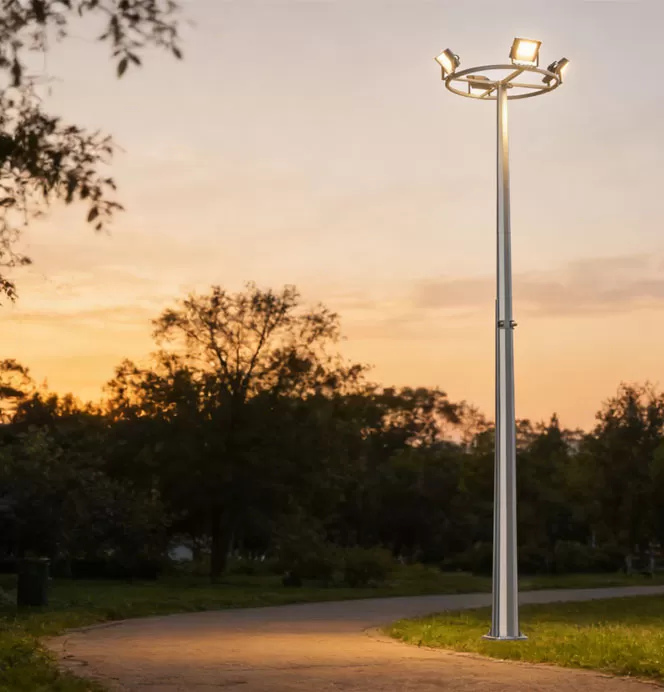 What is the mechanism of foldable light poles?